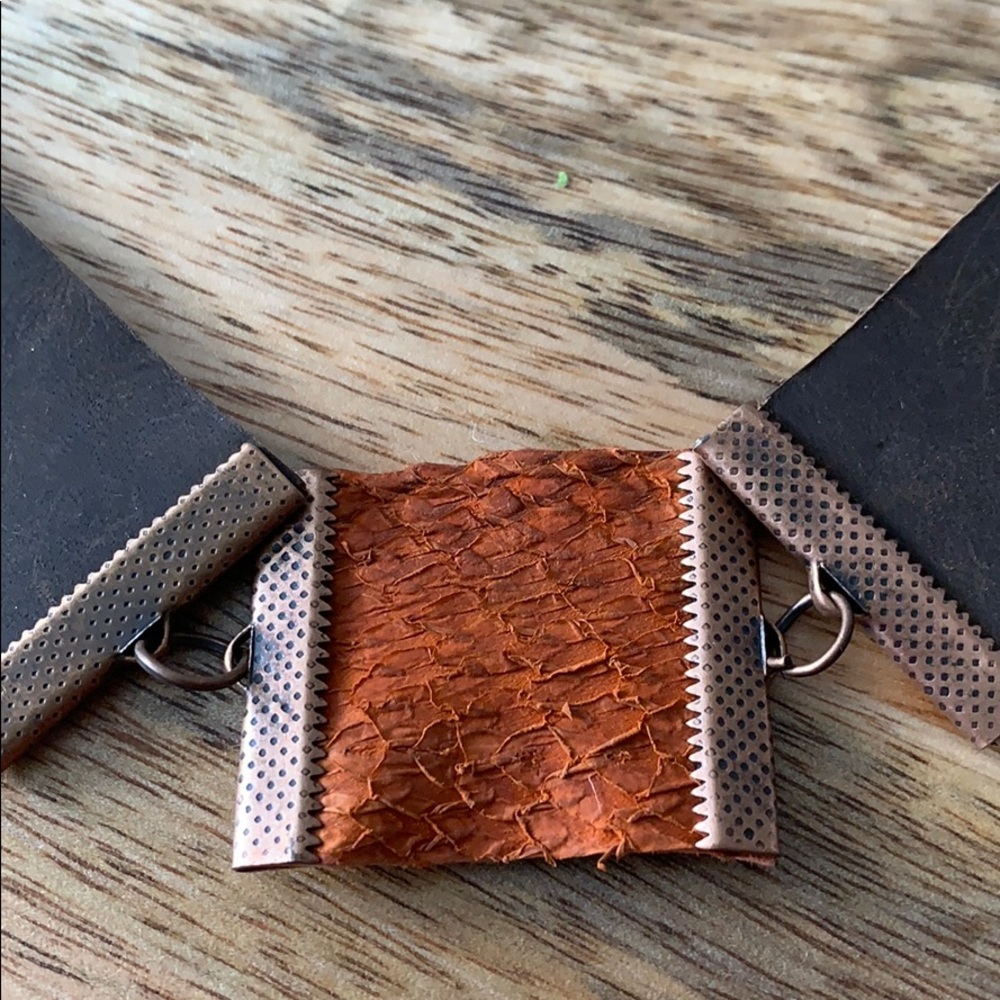 Handmade Leather & Copper Choker